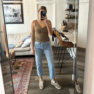 AGOLDE Straight Leg, Cropped Light Wash Jeans